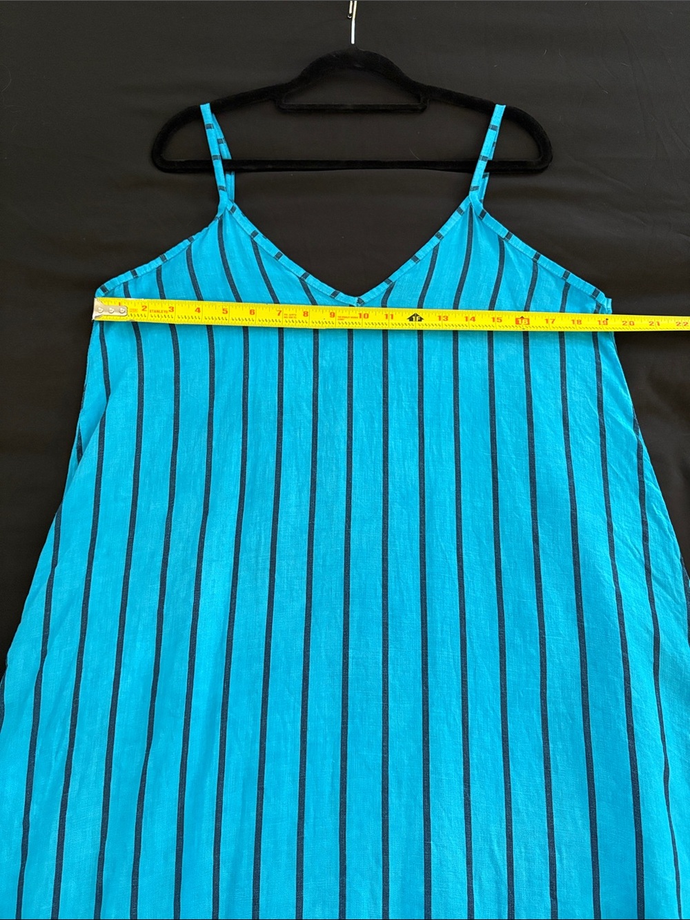 Terzo Millennio Turquoise Striped 100% Linen Midi Dress-S - Picture 3 of 10